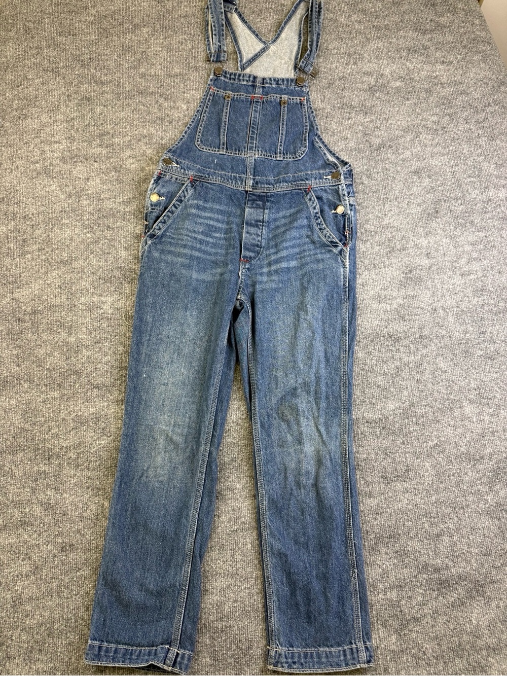 Free People We The Free Denim Overalls Size 26 Medium Wash Cropped